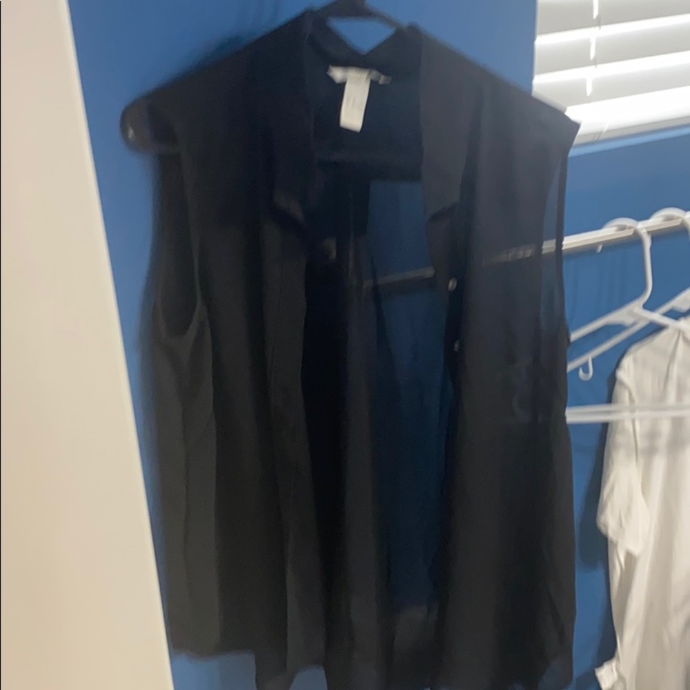 Black seethrough button down blouse